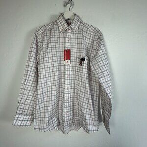 Smith & James Mens Small Button-Down Checkered Shirt White Cotton Casual New